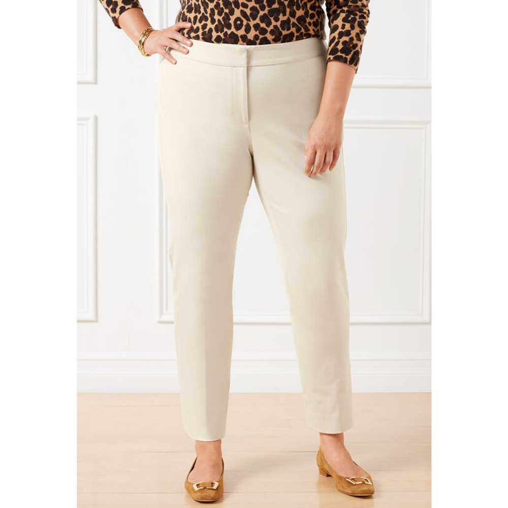 Talbots Womens Chatham Ankle Pant Slim Leg Stretch Curvy Khaki Plus Size 24W NWT